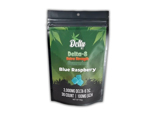 Delta-8 Extra Strength Gummies 30 Count Blue Raspberry